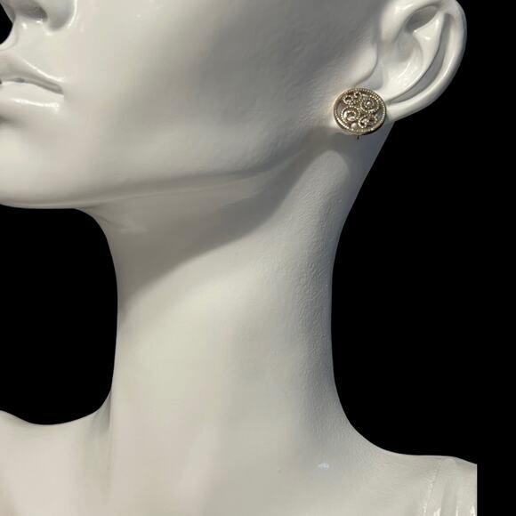 Round Silver Swirl Circle Post Earrings - Stylish and Versatile Design - Picture 8 of 9